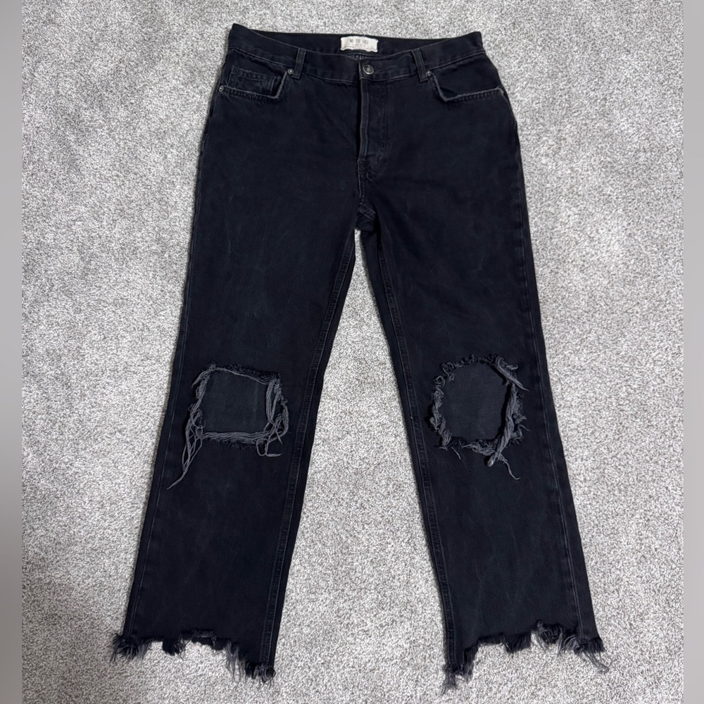 We The Free Distressed Cropped Straight Leg Jeans